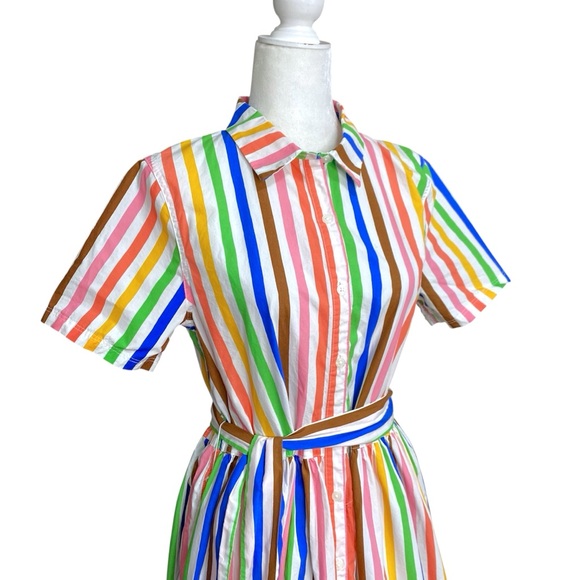 Target Pride Button-Front Tie Waist Maxi Shirtdress Rainbow Stripe Dress Sz S - Picture 4 of 12